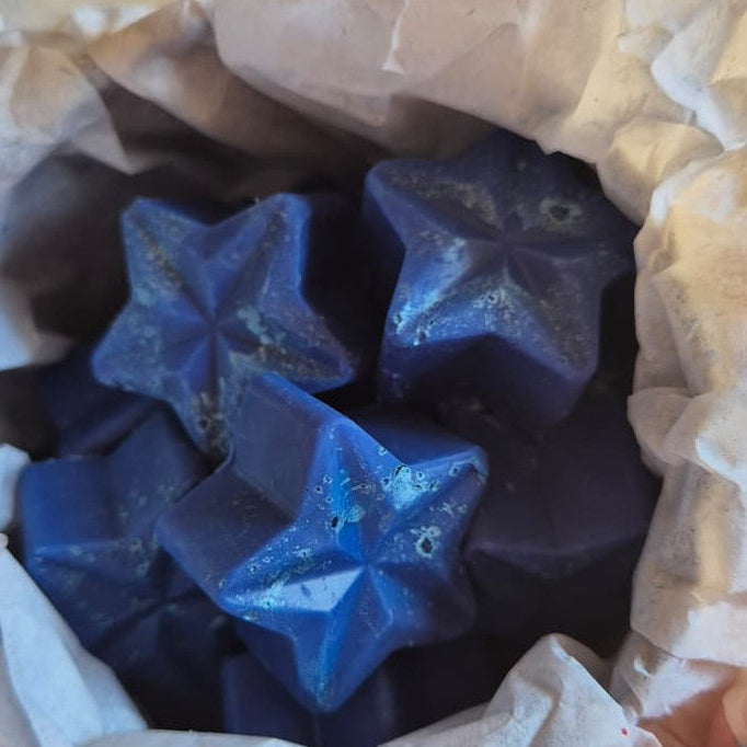 Wax melts Elixir de Flores azul y blanco forma estrella cera de soja